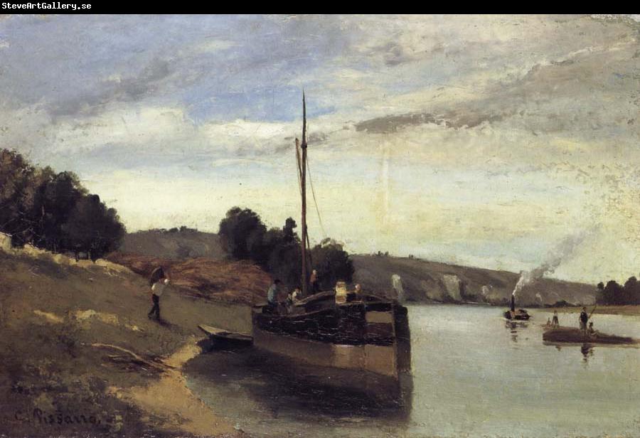 Camille Pissarro Barge on the Seine Peniche sur la Seine